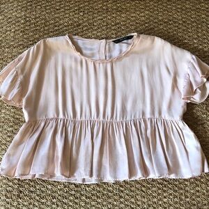 Zara Basic Soft Pink Babydoll Top